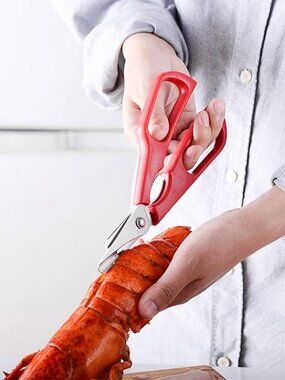 Joie Ultimate Seafood Shears Crab Legs Shellfish Shrimp Lobster Red Handles Fish